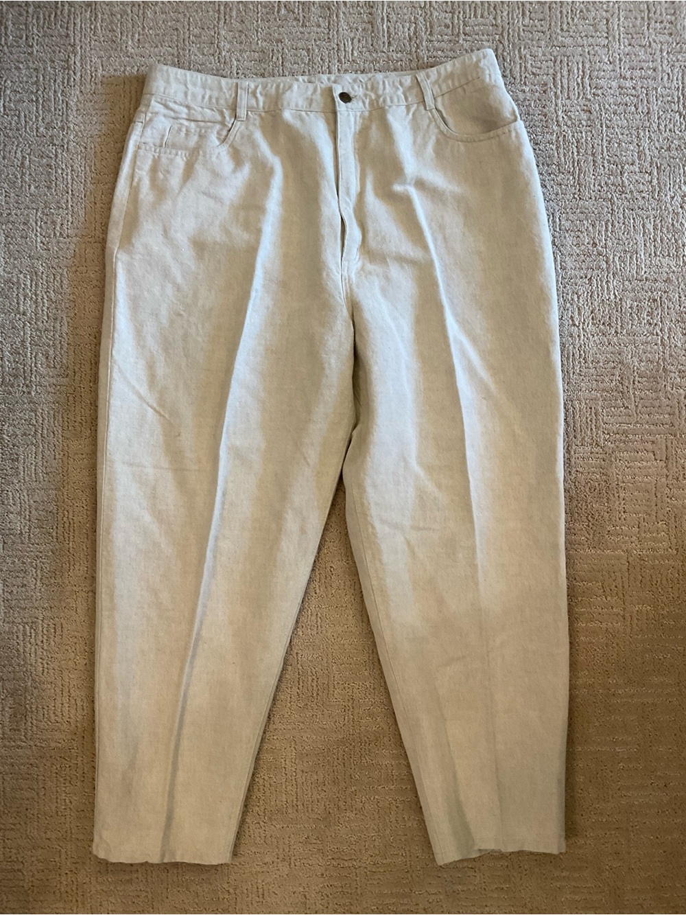 🌿🌼 Vintage 90s Y2K Talbots Linen Blend Pants Oatmeal Plus Size 20 Minimalist